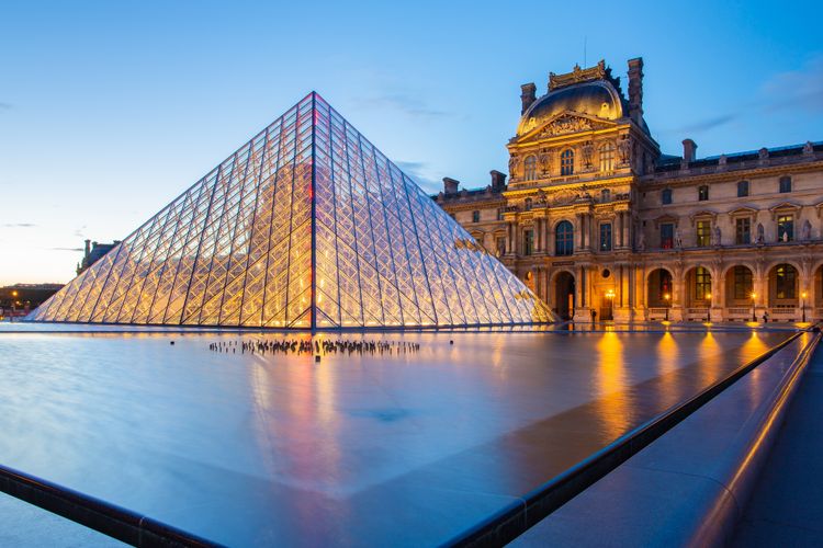 Pyramid du louvre welcomes the guests for the visit 