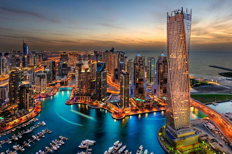dubai marina:is popular for its luxury yachts and futuristic skyscrapers