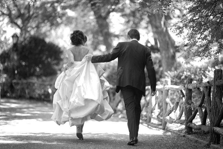 Wedding in Rome: The bride and the groom , just married