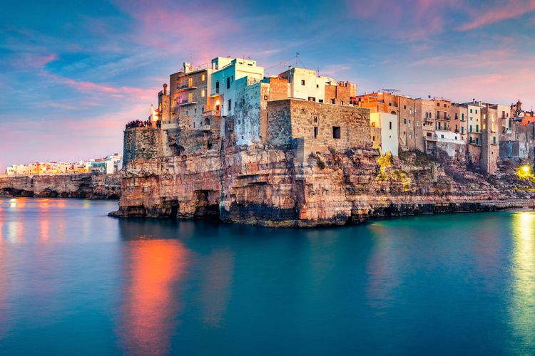 polignano a mare: a scenic, raw and unspoilt coastline with gorgeous vistas over the emerald sea 