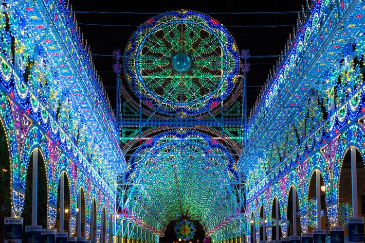 the lights of the festa della bruna evoke the typical atmosphere of the party