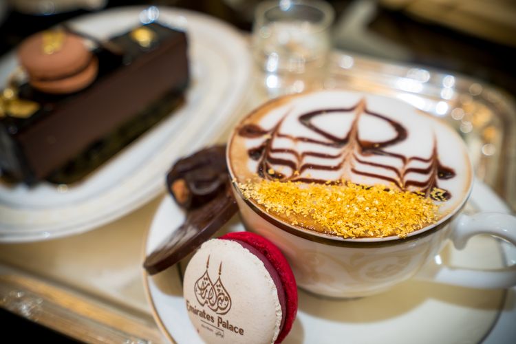 emirates palace: during your stay have the coffee break of your life and drink the golden cappuccino 